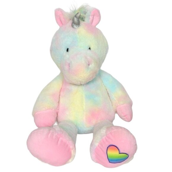 Animal Adventure Pastel Unicorn Rainbow Heart Plush Stuffed Animal 2021 23"